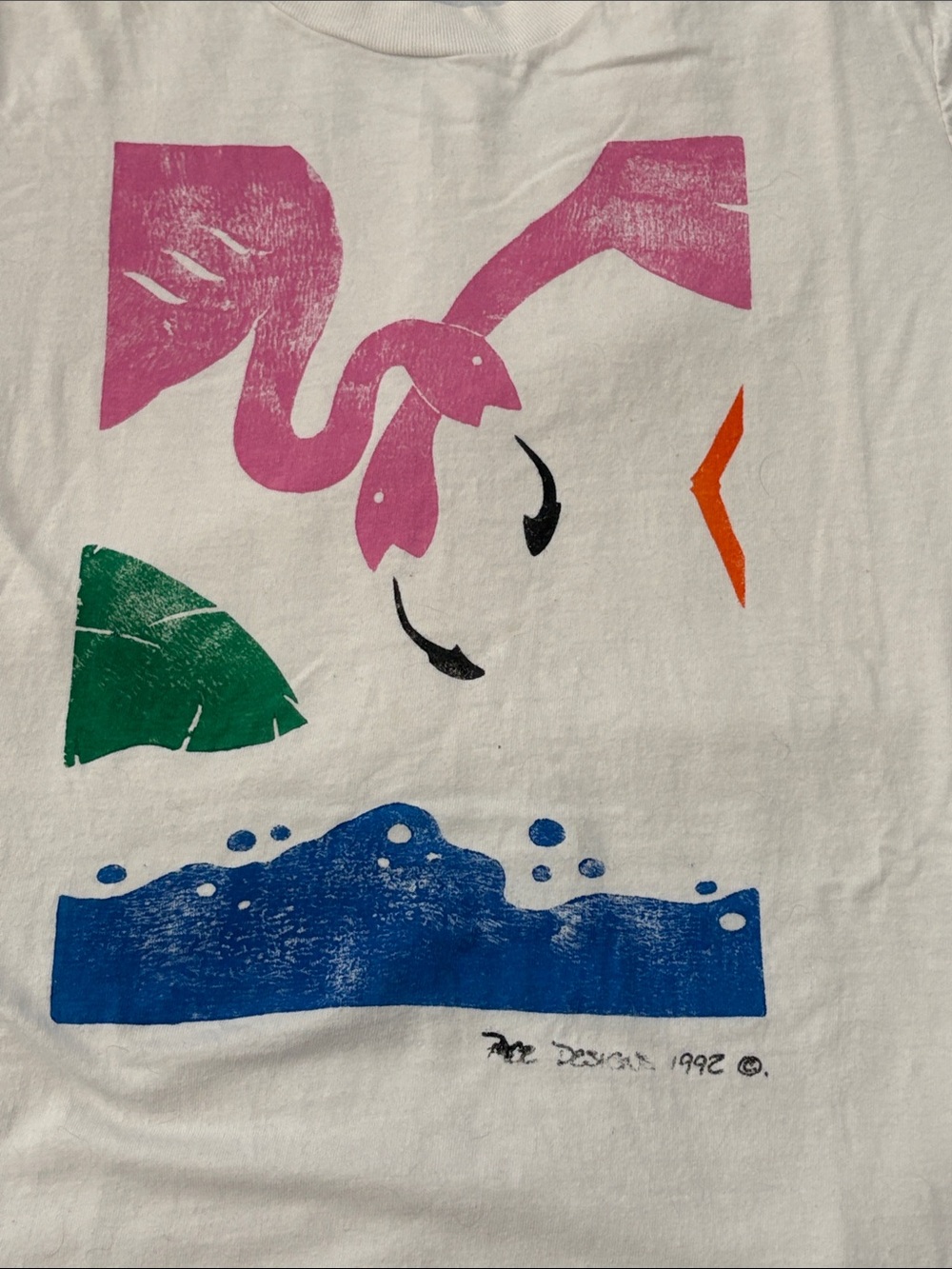 Vintage 1992 Pace Designs Flamingo & Sea Turtle Graphic T-Shirt | Hanes Beefy-T - Picture 2 of 4